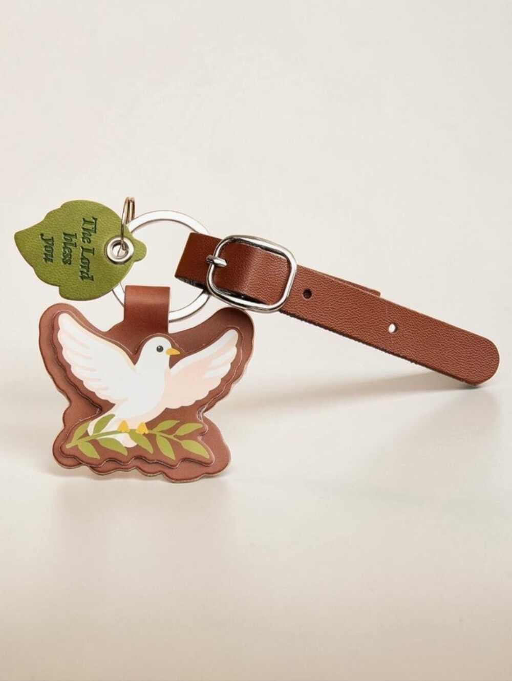 Dove Of Peace PU Leather Bag Charm Keychain